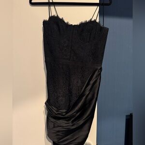 Cinq a Sept black lace gown with over lay